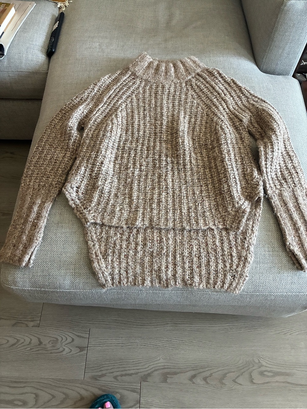 Brochu Walker Taupe Beige Ribbed Turtleneck Pullover